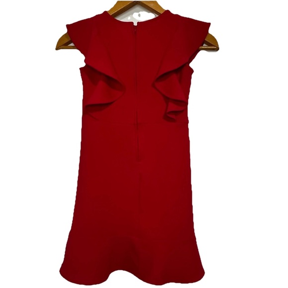 Red Ruffle Girl’s 10 Dress Stretch Jacquard Valentine’s Day Holiday Party Casual - Picture 3 of 8